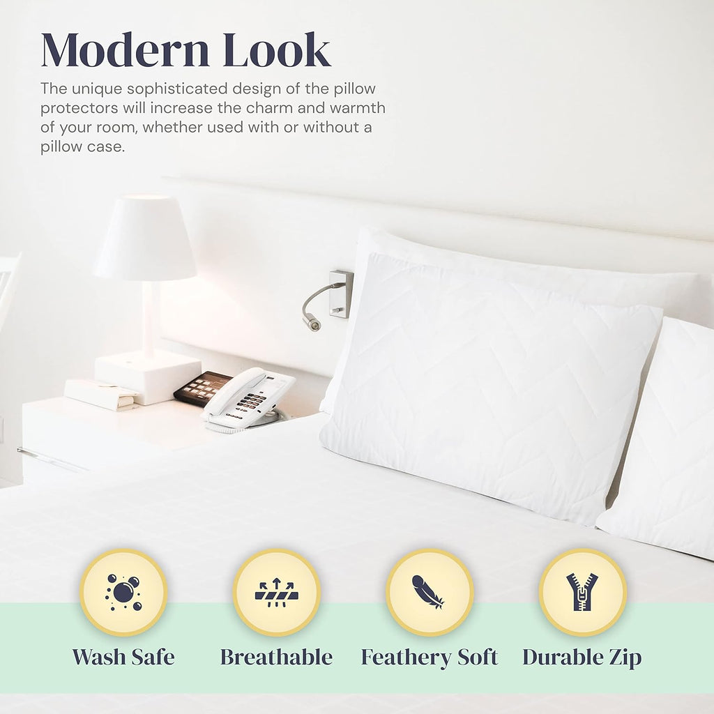 Pillow Protectors Quilted Zipped Pillow Case by ERKETU (75x50 cm)
