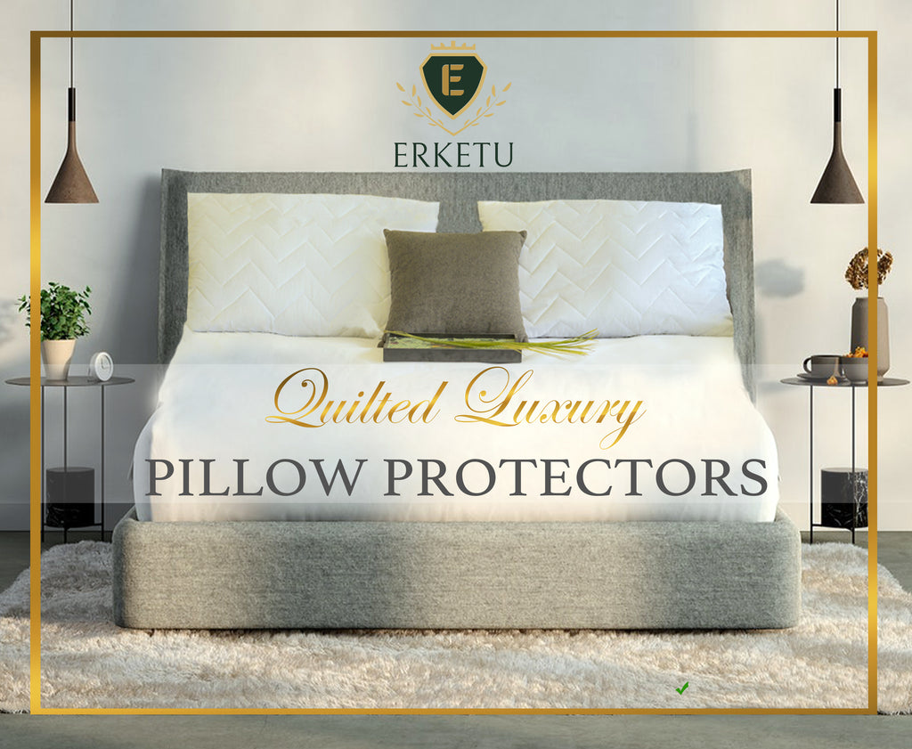 Pillow Protectors Quilted Zipped Pillow Case by ERKETU (75x50 cm)
