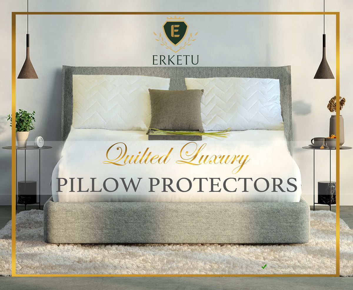 Pillow Protectors Quilted Zipped Pillow Case by ERKETU (75x50 cm)